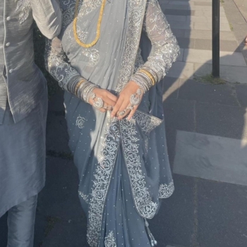 GREY SILVERBRIDAL SAREE